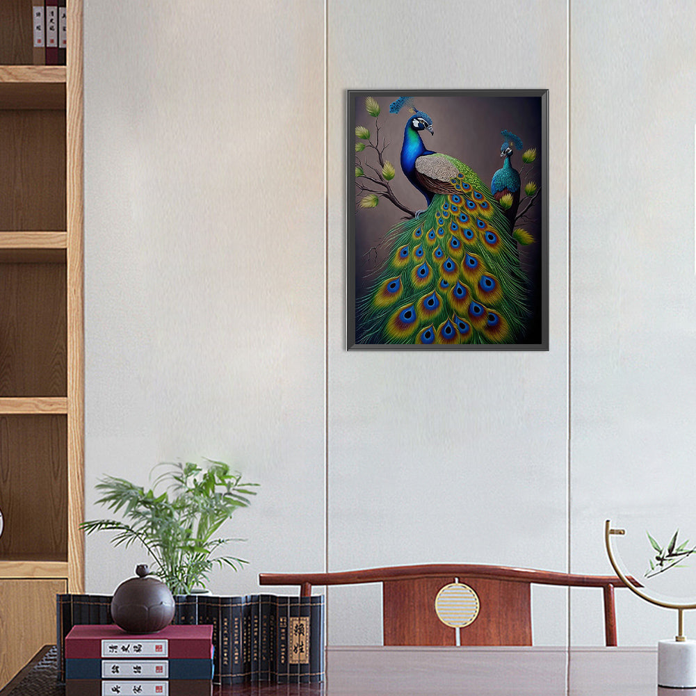 Peacock - Full Round Drill Diamond Painting 30*40CM