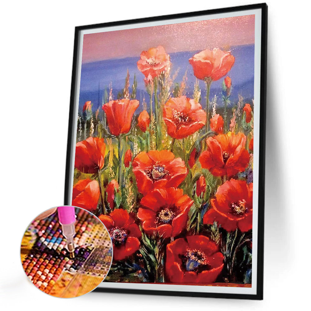 Poppies - Full Round Drill Diamond Painting 30*40CM