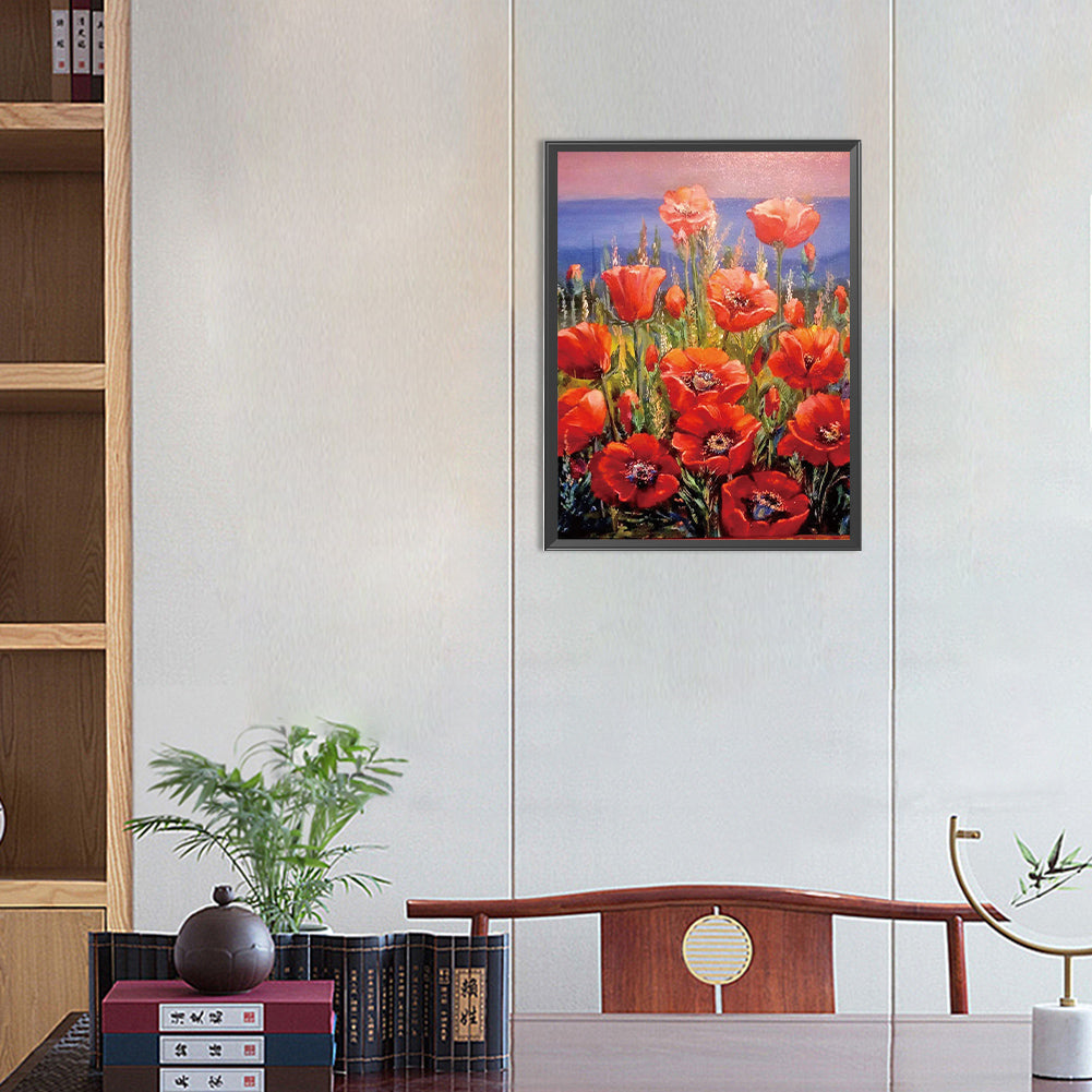 Poppies - Full Round Drill Diamond Painting 30*40CM