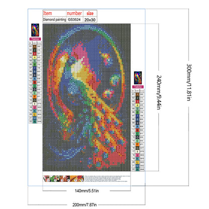 Color Peacock - Full Square Drill Diamond Painting 20*30CM