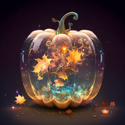 Glow Pumpkin - Full Round Drill Diamond Painting 30*30CM