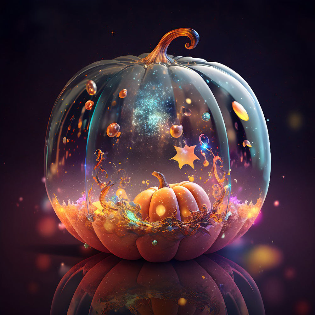 Glow Pumpkin - Full Round Drill Diamond Painting 30*30CM