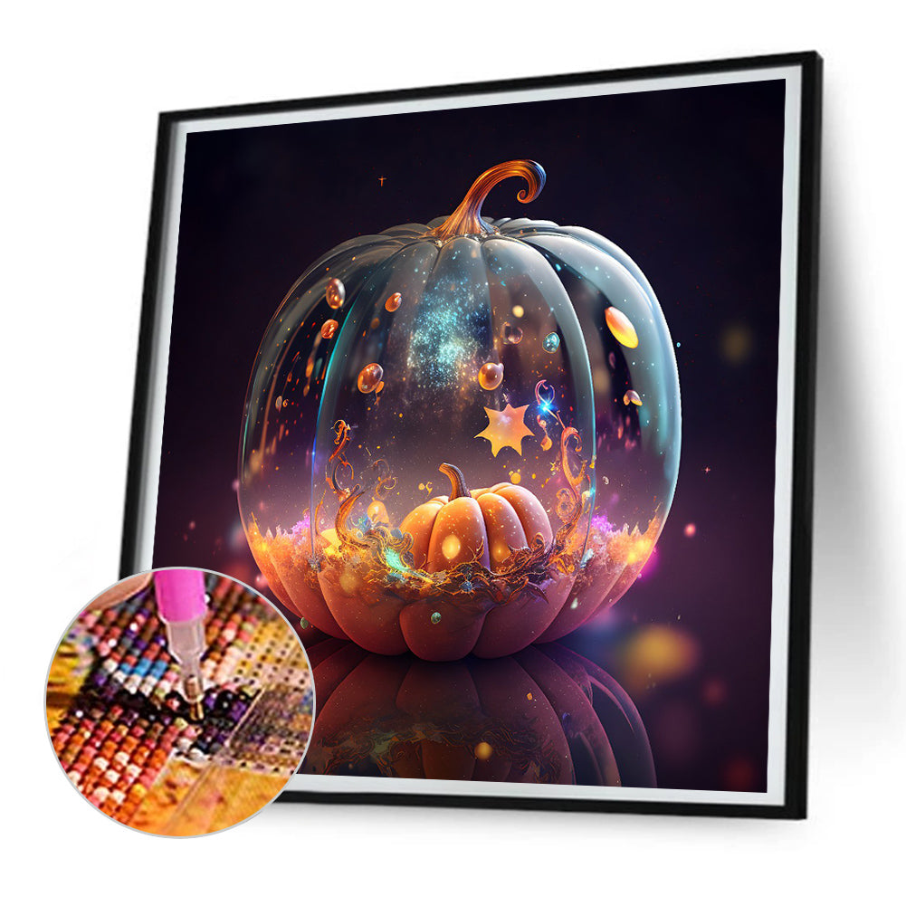 Glow Pumpkin - Full Round Drill Diamond Painting 30*30CM