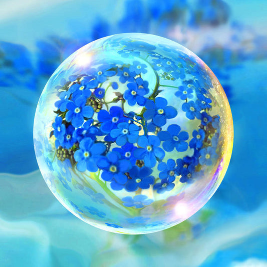 Blue Flower Crystal Ball - Full Square Drill Diamond Painting 50*50CM