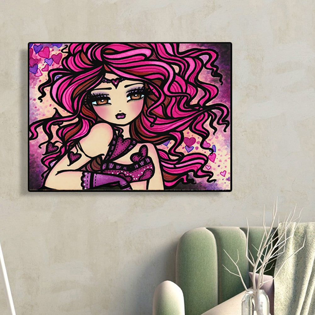 Cartoon Girl - Full Round Drill Diamond Painting 40*30CM