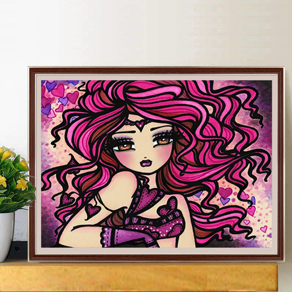 Cartoon Girl - Full Round Drill Diamond Painting 40*30CM