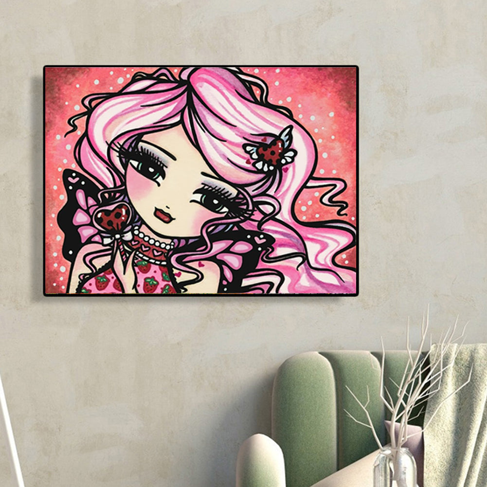 Cartoon Girl - Full Round Drill Diamond Painting 40*30CM