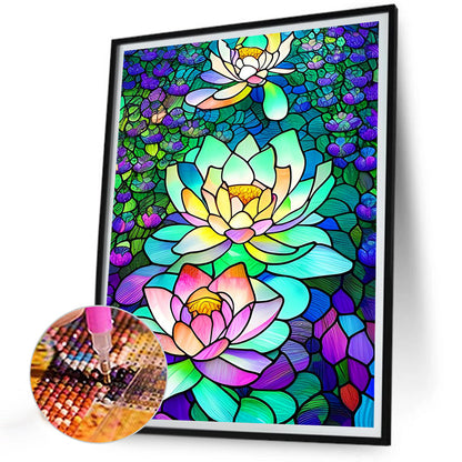 Colored Lotus - Full Round Drill Diamond Painting 30*40CM