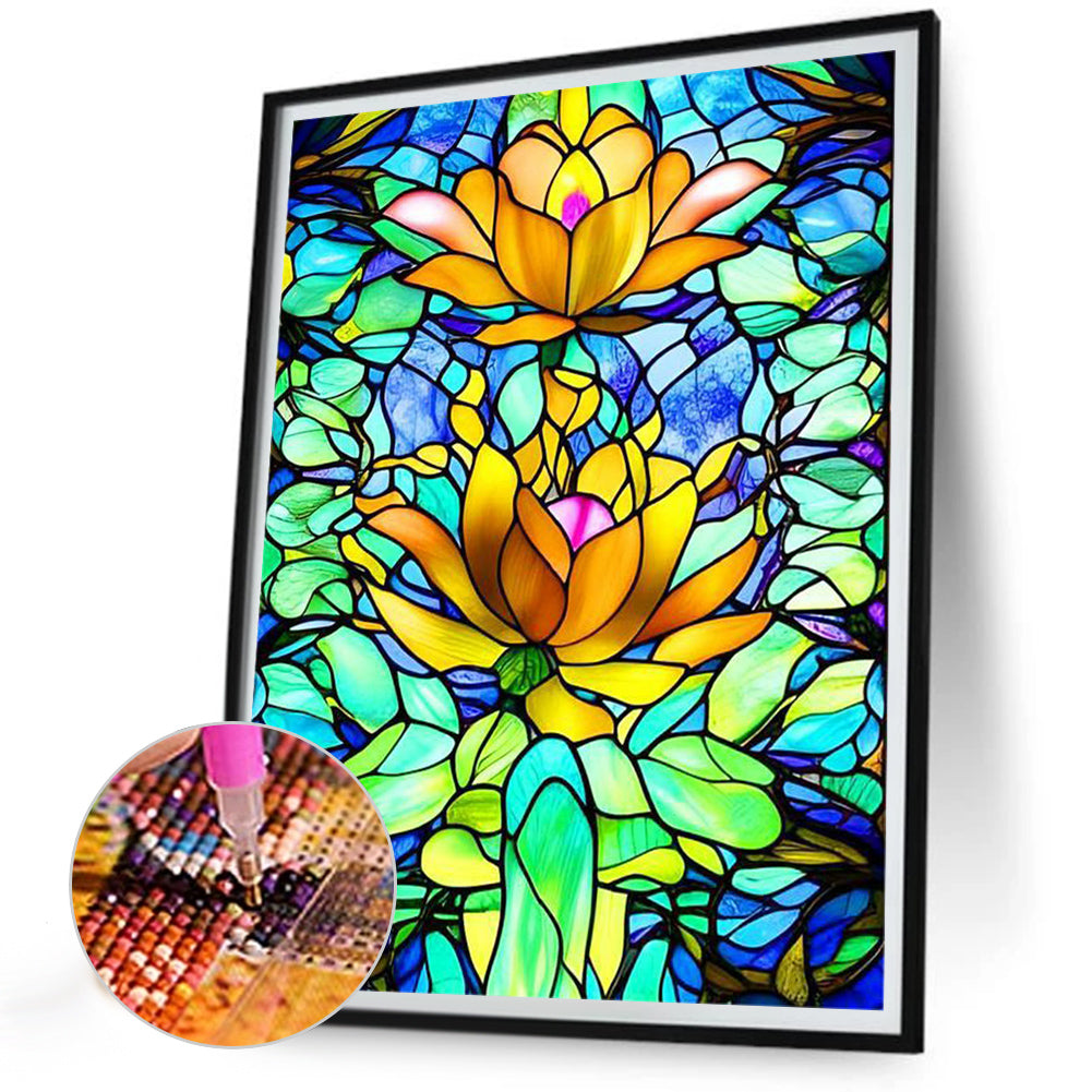 Pond Lotus - Full Round Drill Diamond Painting 30*40CM