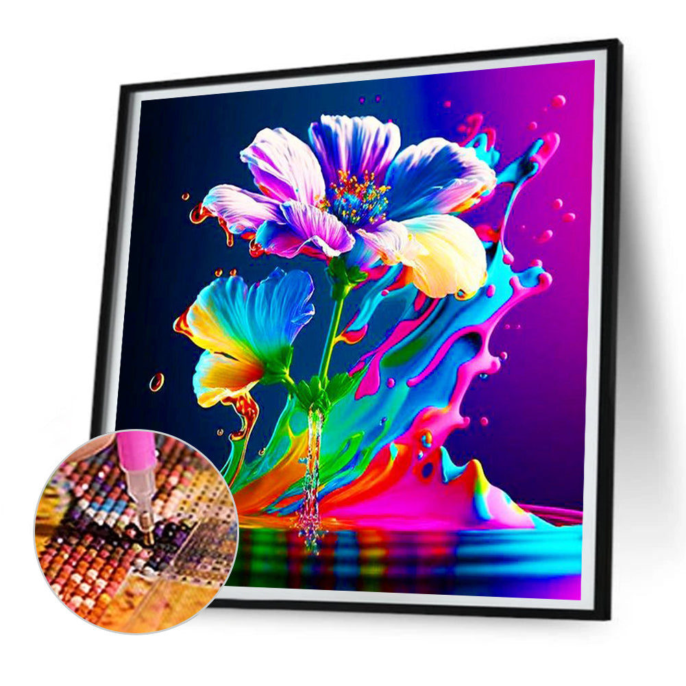 Colored Flowers - Full Round Drill Diamond Painting 30*30CM