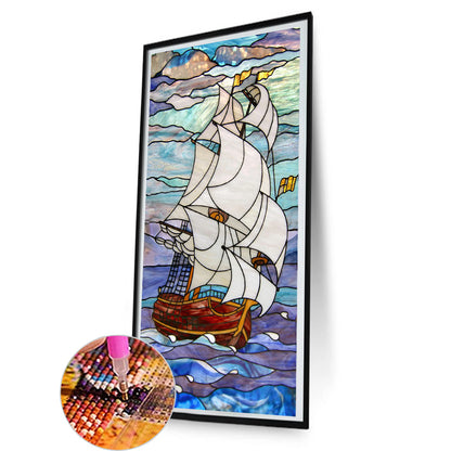 Sailing Glass Painting - Full Round Drill Diamond Painting 40*80CM