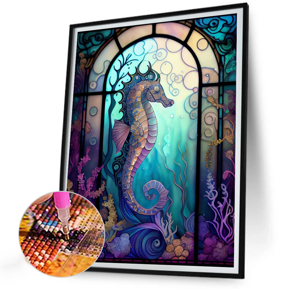 Seahorse Glass Painting - AB Dril Round Diamond Painting 30*40CM