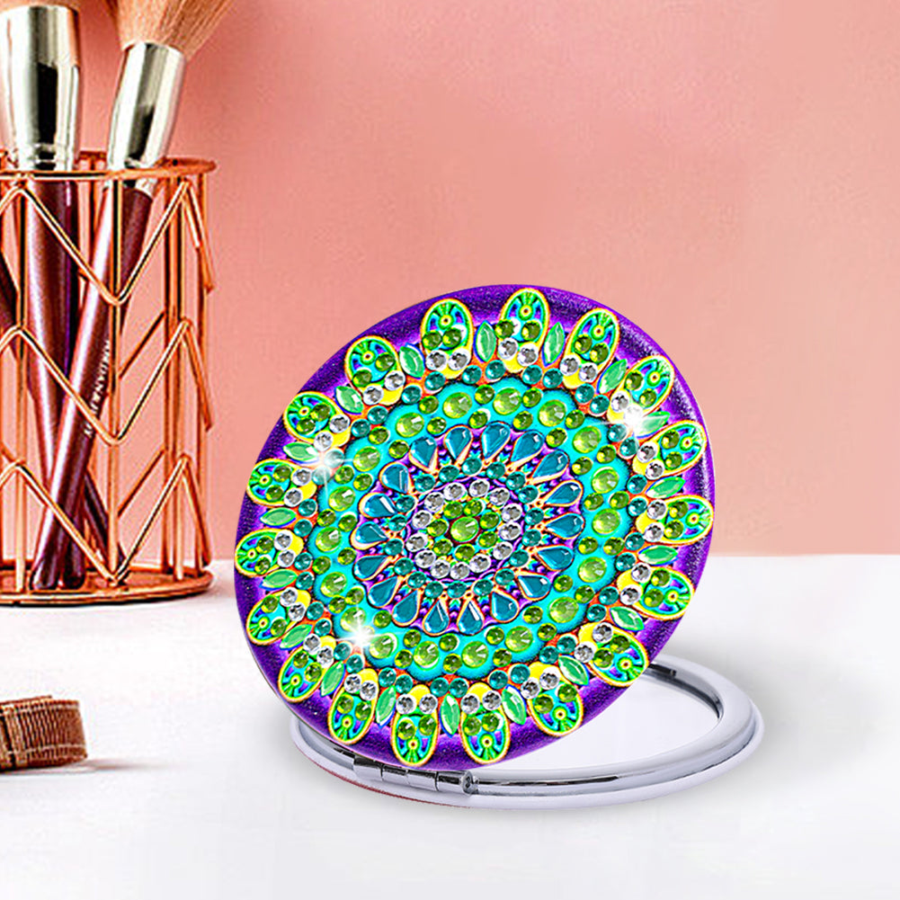 DIY Crystal Diamond Mirror Portable Mandala Art Craft Set Pocket Mirror for Girl