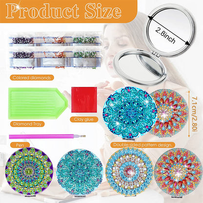 DIY Crystal Diamond Mirror Portable Mandala Art Craft Set Pocket Mirror for Girl