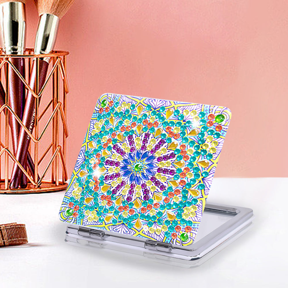 DIY Crystal Diamond Mirror Portable Mandala Art Craft Set Pocket Mirror for Girl