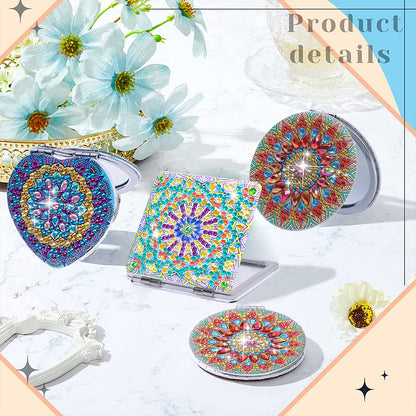 DIY Crystal Diamond Mirror Portable Mandala Art Craft Set Pocket Mirror for Girl