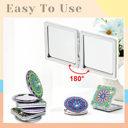 DIY Crystal Diamond Mirror Portable Mandala Art Craft Set Pocket Mirror for Girl