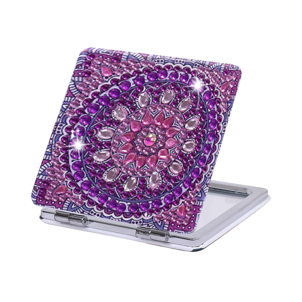 DIY Crystal Diamond Mirror Portable Mandala Art Craft Set Pocket Mirror for Girl