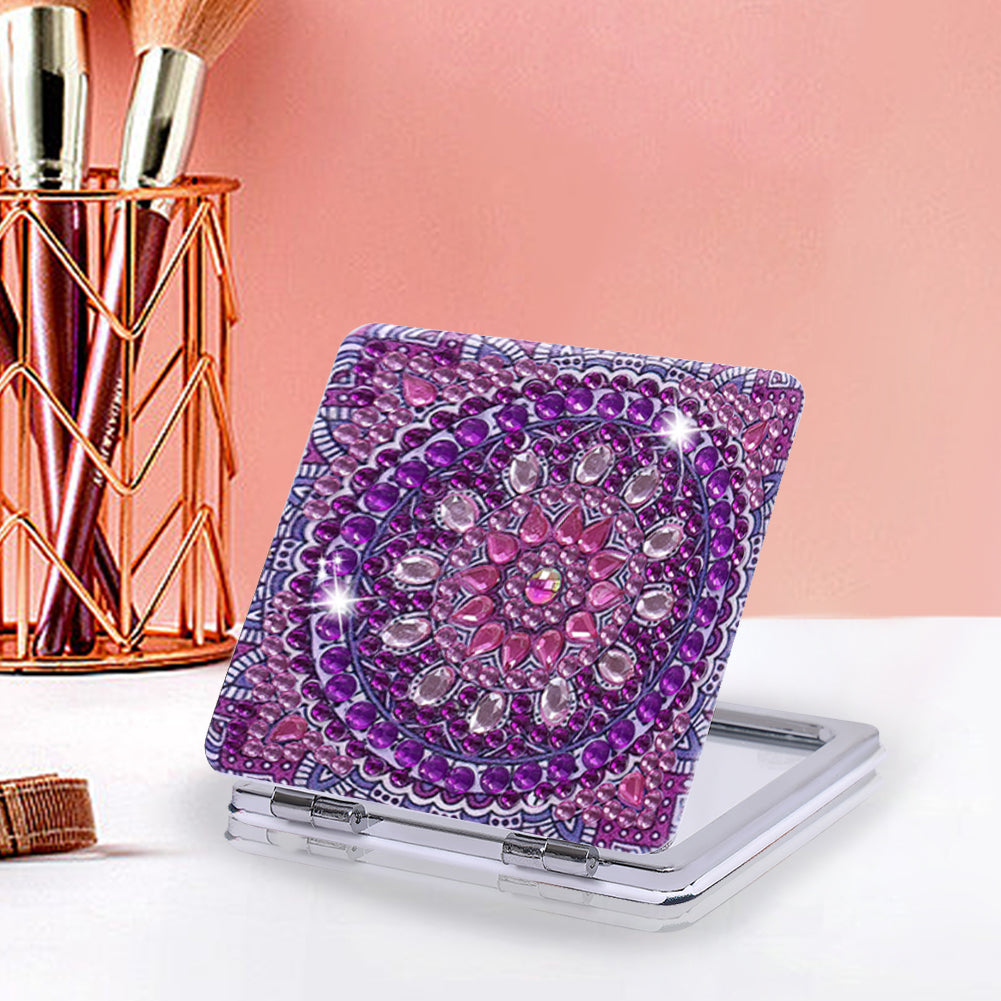 DIY Crystal Diamond Mirror Portable Mandala Art Craft Set Pocket Mirror for Girl