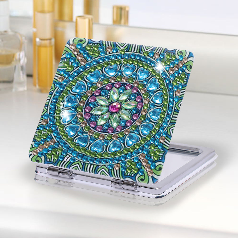 DIY Crystal Diamond Mirror Portable Mandala Art Craft Set Pocket Mirror for Girl