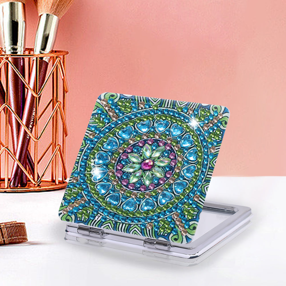 DIY Crystal Diamond Mirror Portable Mandala Art Craft Set Pocket Mirror for Girl