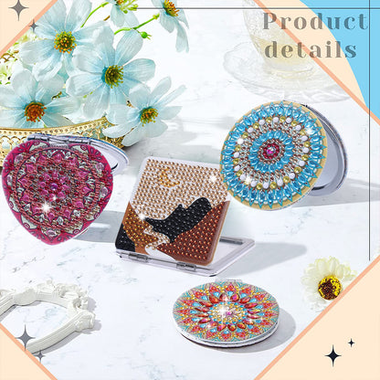 DIY Crystal Diamond Mirror Portable Mandala Art Craft Set Pocket Mirror for Girl