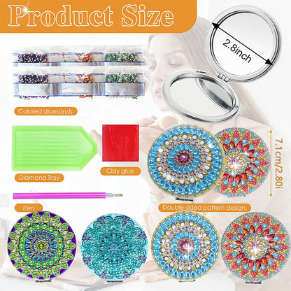 DIY Crystal Diamond Mirror Portable Mandala Art Craft Set Pocket Mirror for Girl