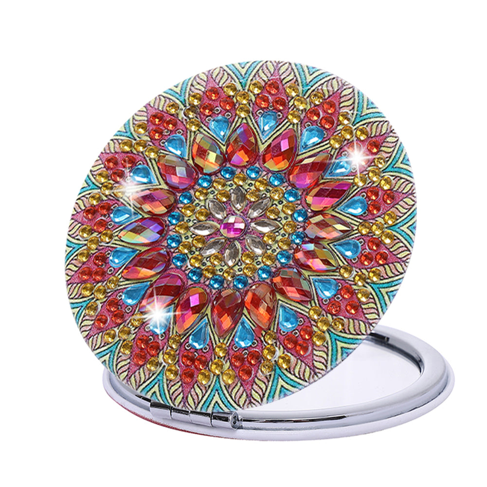 DIY Crystal Diamond Mirror Portable Mandala Art Craft Set Pocket Mirror for Girl