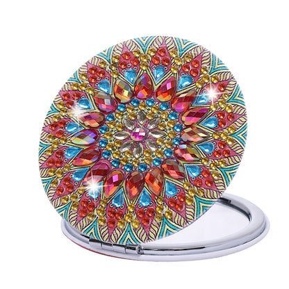 DIY Crystal Diamond Mirror Portable Mandala Art Craft Set Pocket Mirror for Girl