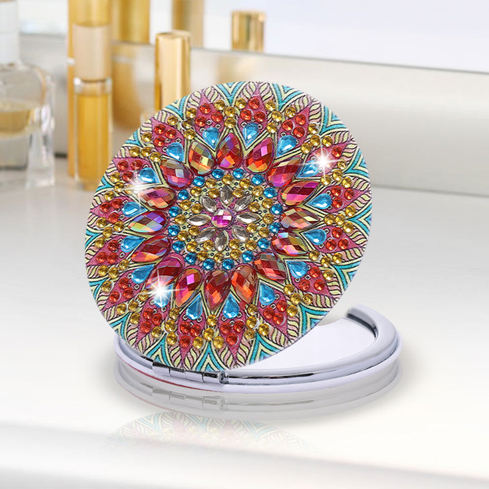 DIY Crystal Diamond Mirror Portable Mandala Art Craft Set Pocket Mirror for Girl