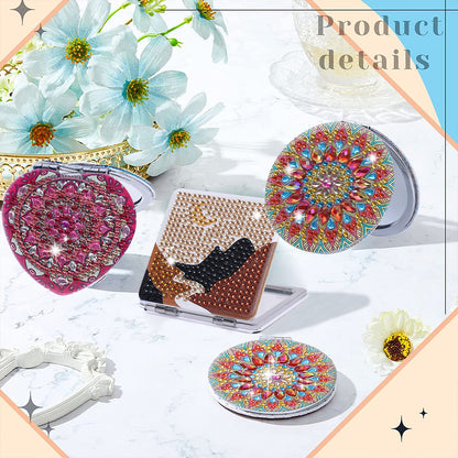 DIY Crystal Diamond Mirror Portable Mandala Art Craft Set Pocket Mirror for Girl