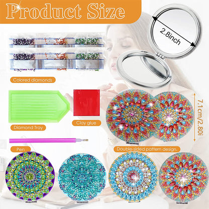 DIY Crystal Diamond Mirror Portable Mandala Art Craft Set Pocket Mirror for Girl