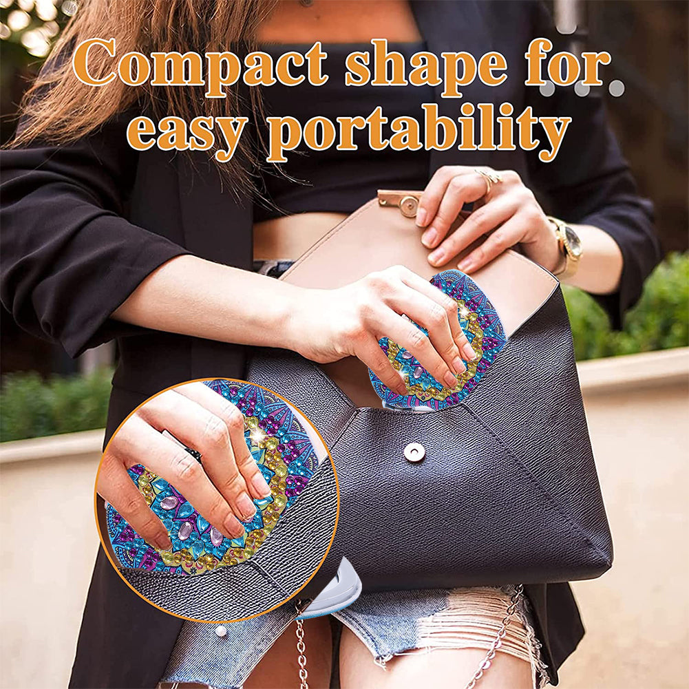DIY Crystal Diamond Mirror Portable Mandala Art Craft Set Pocket Mirror for Girl