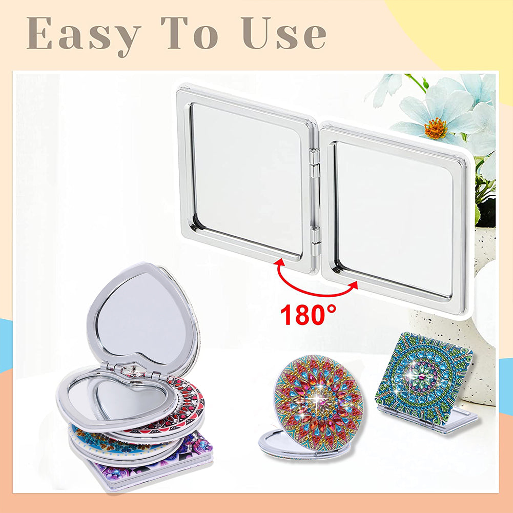 DIY Crystal Diamond Mirror Portable Mandala Art Craft Set Pocket Mirror for Girl
