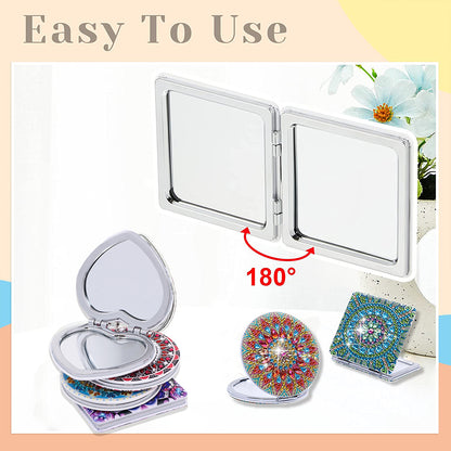 DIY Crystal Diamond Mirror Portable Mandala Art Craft Set Pocket Mirror for Girl