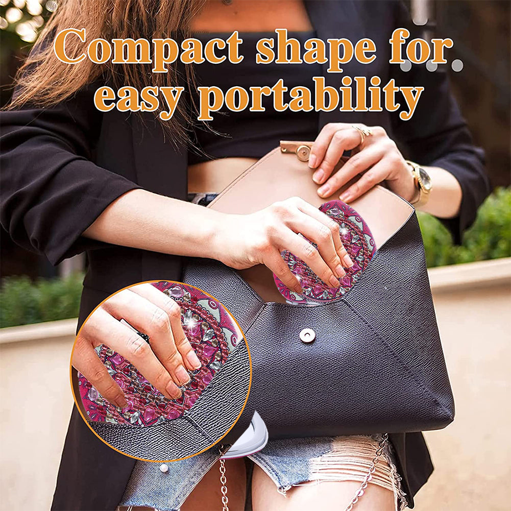 DIY Crystal Diamond Mirror Portable Mandala Art Craft Set Pocket Mirror for Girl