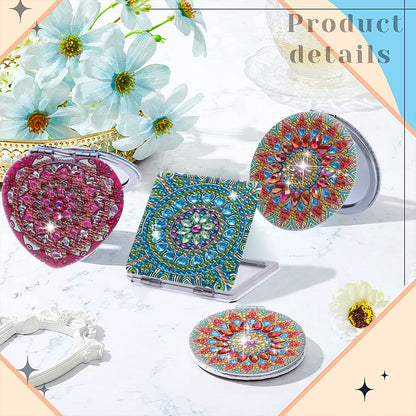 DIY Crystal Diamond Mirror Portable Mandala Art Craft Set Pocket Mirror for Girl