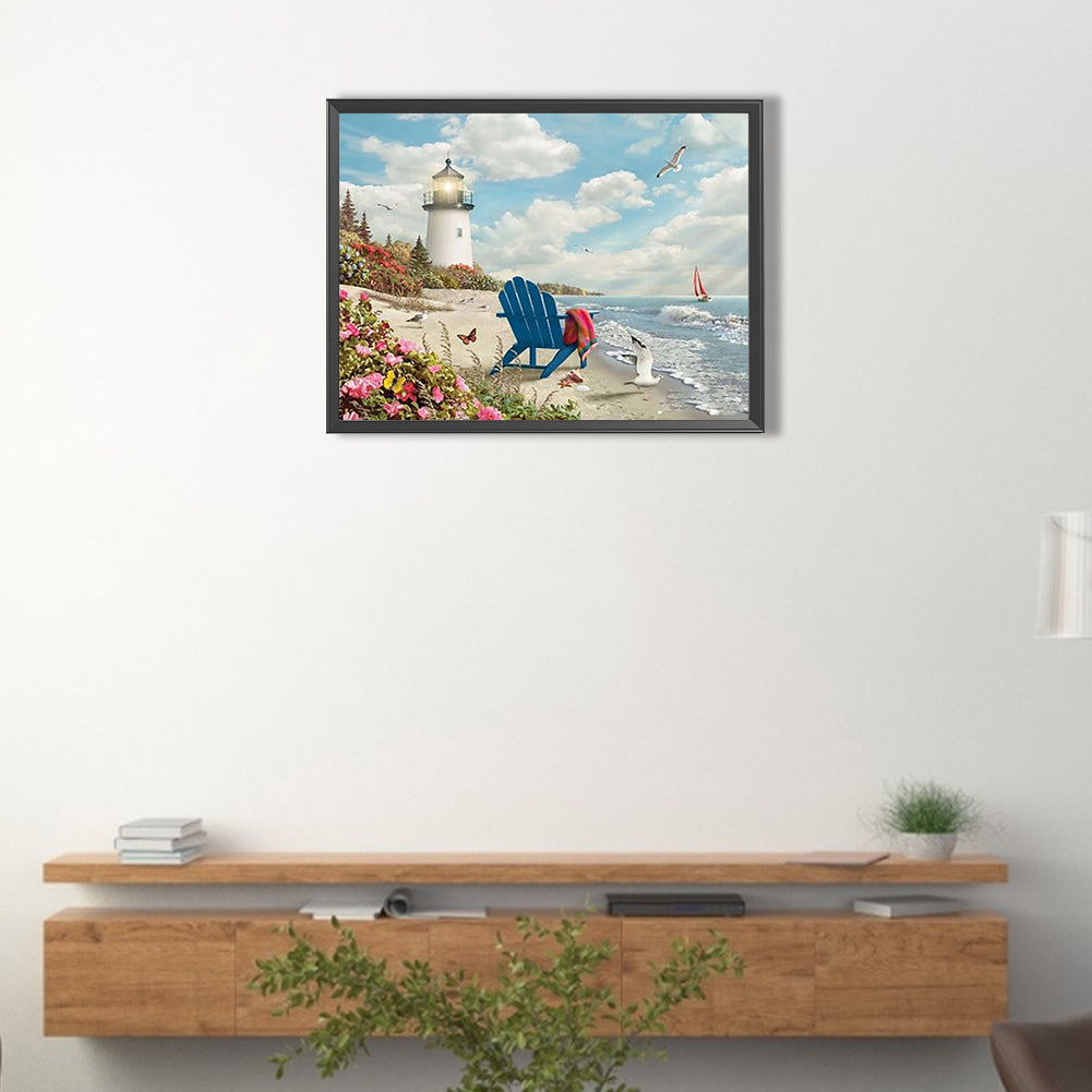 Leisure Time By The Sea - Full Round Drill Diamond Painting 40*30CM