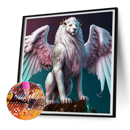 Lion With Angel Wings - Full Round Drill Diamond Painting 30*30CM