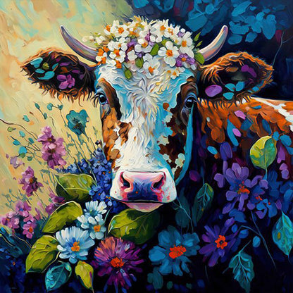 Colorful Cow - Full Round Drill Diamond Painting 30*30CM