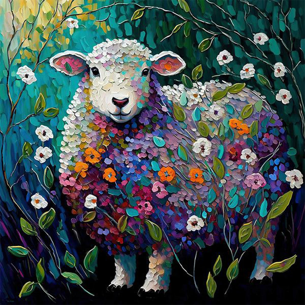 Flower Sheep - Full Round Drill Diamond Painting 30*30CM
