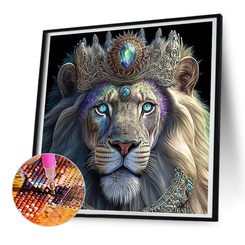 Crowned Lion - Full Round Drill Diamond Painting 30*30CM