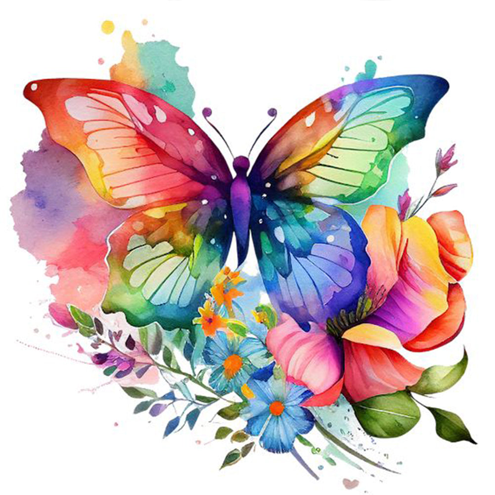 Colorful Butterfly - Full Round Drill Diamond Painting 30*30CM