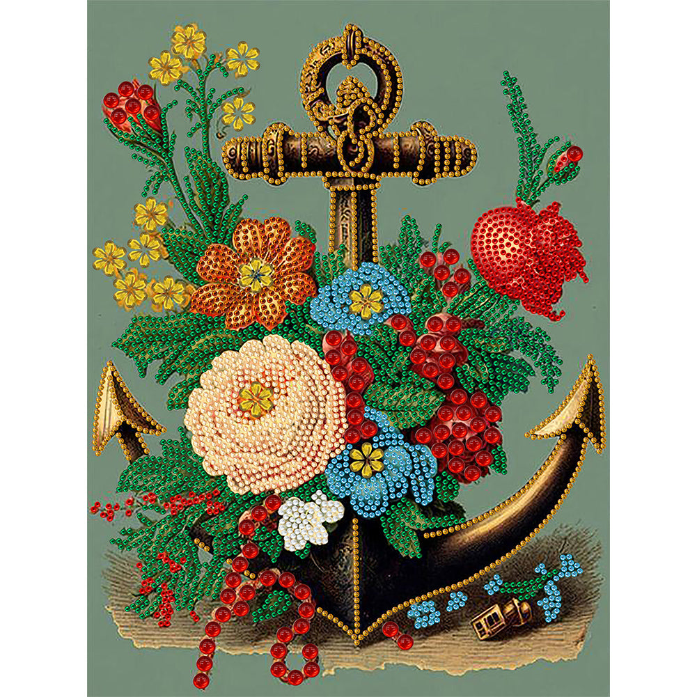Blossom Anchor - Special Shaped Drill Diamond Painting 30*40CM