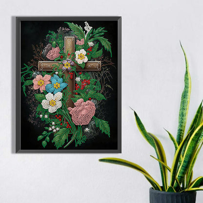 Blossom Cross - Special Shaped Drill Diamond Painting 30*40CM