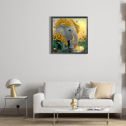 Sunflower Elephant - Special Shaped Drill Diamond Painting 30*30CM