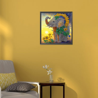 Sunflower Elephant - Special Shaped Drill Diamond Painting 30*30CM