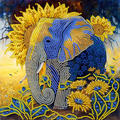 Sunflower Elephant - Special Shaped Drill Diamond Painting 30*30CM