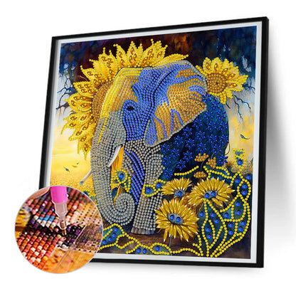 Sunflower Elephant - Special Shaped Drill Diamond Painting 30*30CM