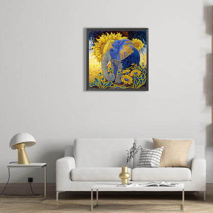 Sunflower Elephant - Special Shaped Drill Diamond Painting 30*30CM